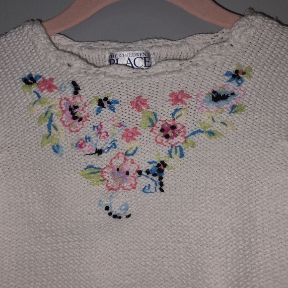 The Children's Place Cream Knit Top with Pink & Blue Floral Embroidery - Picture 5 of 5